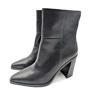 Steve Madden Silvee Leather Ankle Boots Women's Side Zip Black Size US10M EU41